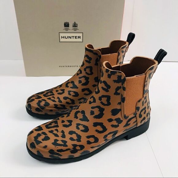 New! Hunter Original Refined Chelsea Hybrid Leopard Limited Edition Mini Boots - Picture 1 of 11